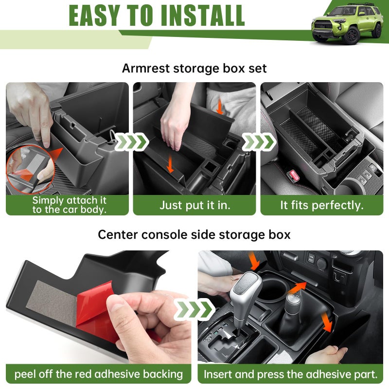 Qyebbk 3PCS Center Console Organizer for 2010-2024 Toyota 4Runner Gear Shift Side Tray Hanging and Insert Armrest Storage Boxs for 4 Runner Accessories(3PCS Center Console Organizer/Fit 10-24) - Image 5