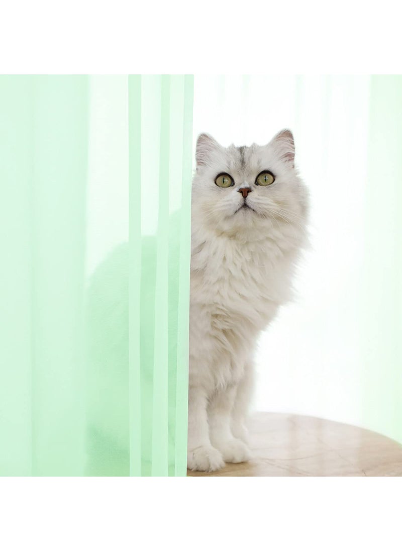 L&TEC Window Light Green Sheer Curtains 95 Inches Long 2 Panels Sheer Curtain Basic Rod Pocket Panel for Bedroom Children Living Room Yard Kitchen (Light Green  52"" W x 95"" L | 2 pcs)  - Image 2