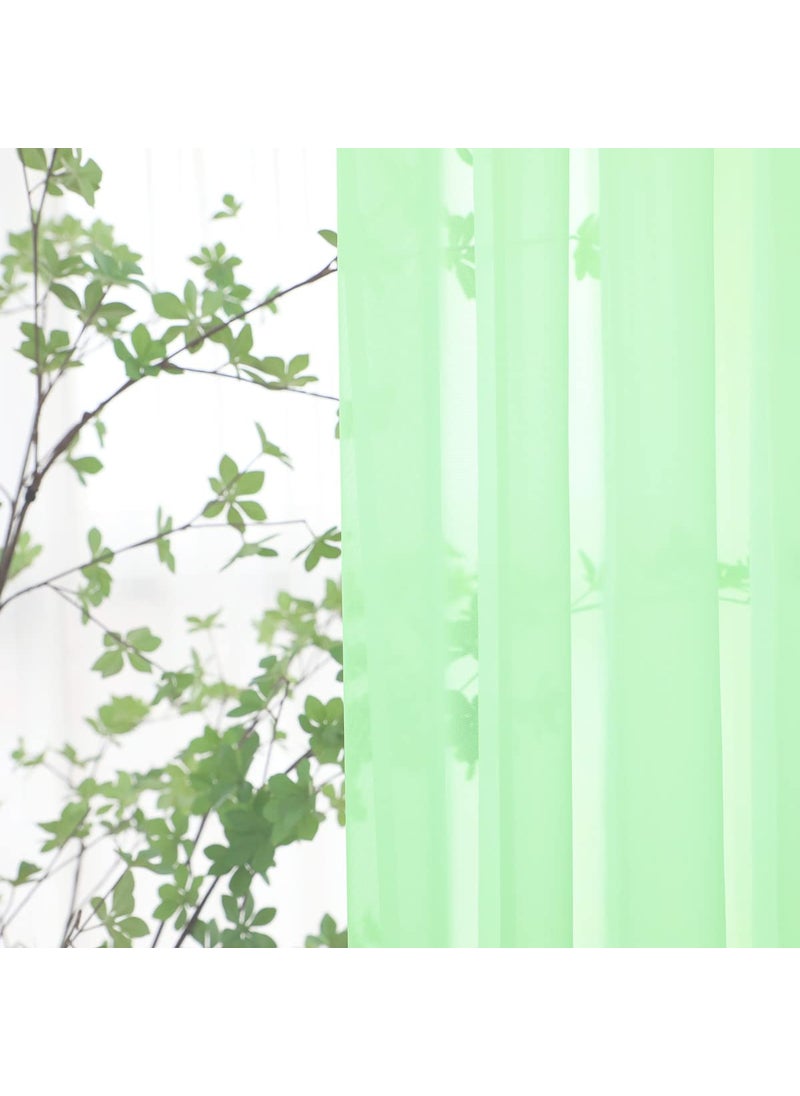 L&TEC Window Light Green Sheer Curtains 95 Inches Long 2 Panels Sheer Curtain Basic Rod Pocket Panel for Bedroom Children Living Room Yard Kitchen (Light Green  52"" W x 95"" L | 2 pcs)  - Image 3