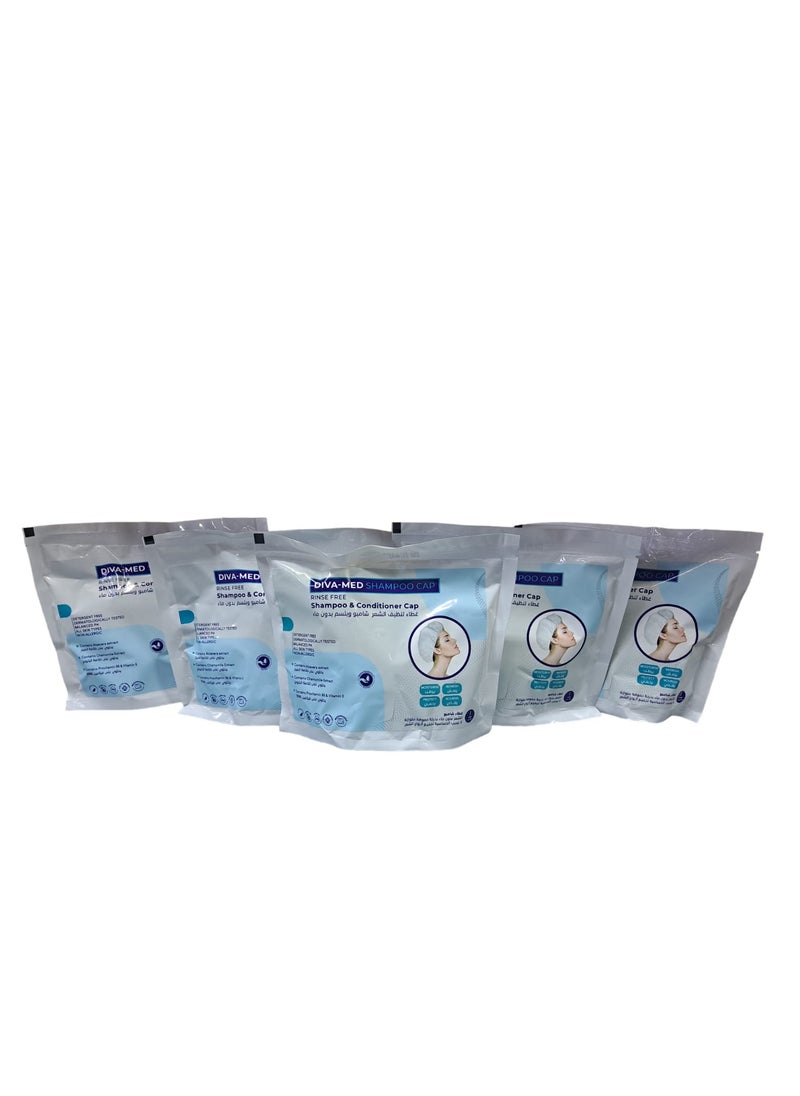 Diva - Diva Med Shampoo Cap (Water Leave-In Shampoo Caps - Waterless Shampoo & Conditioner - Wash Caps for Dry Hair for Seniors or Bedding - Contains Aloe Vera, Vitamin E & Provitamin B5) - Image 1