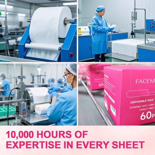 FACEMADE 60 Count XXL Disposable Face Towels 12" × 12", 100% USDA Biobased Face Towelettes Disposable, Clean Facial Towels for Makeup and Clean Skin, Super Soft and Thick Dry Wipes Club - Image 4
