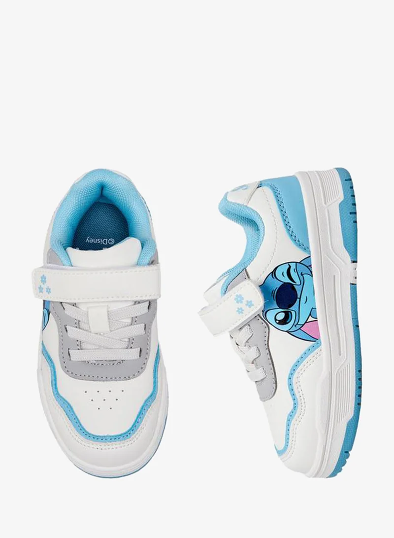 Disney Girls Stitch Print Hook & Loop Ankle Sneakers
