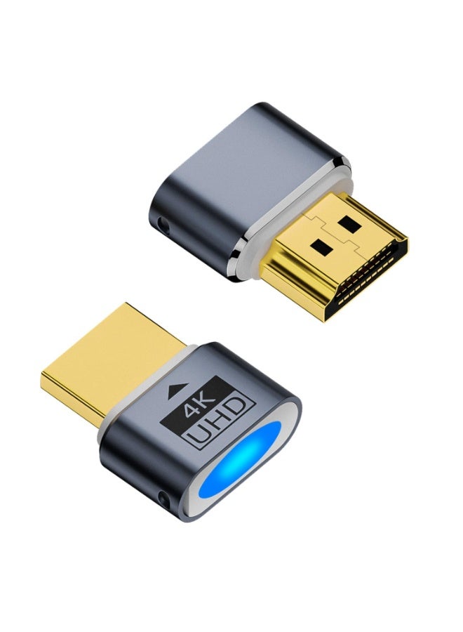 [قطعتان] طقم قابس HDMI وهمي بشاشة رأسية بدقة 4K – قطعة بضوء LED + قطعة بدون ضوء مع سلسلة مفاتيح – محاكي شاشة افتراضية يدعم 4K@60Hz UHD EDID – لأنظمة الكمبيوتر عن بعد والأنظمة الرأسية والألعاب - Image 1