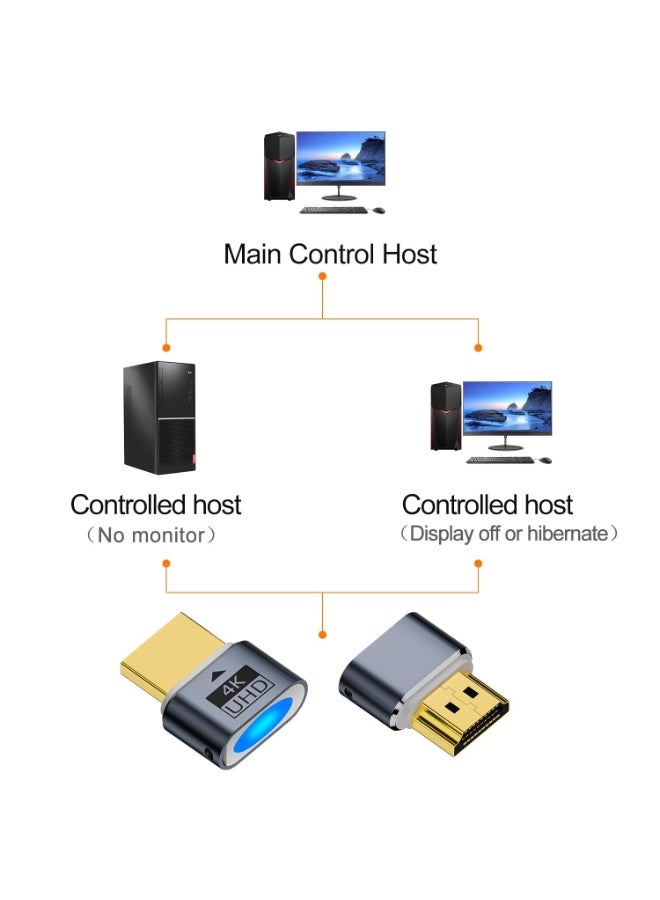 [قطعتان] طقم قابس HDMI وهمي بشاشة رأسية بدقة 4K – قطعة بضوء LED + قطعة بدون ضوء مع سلسلة مفاتيح – محاكي شاشة افتراضية يدعم 4K@60Hz UHD EDID – لأنظمة الكمبيوتر عن بعد والأنظمة الرأسية والألعاب - Image 5