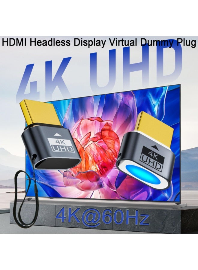 [قطعتان] طقم قابس HDMI وهمي بشاشة رأسية بدقة 4K – قطعة بضوء LED + قطعة بدون ضوء مع سلسلة مفاتيح – محاكي شاشة افتراضية يدعم 4K@60Hz UHD EDID – لأنظمة الكمبيوتر عن بعد والأنظمة الرأسية والألعاب - Image 2