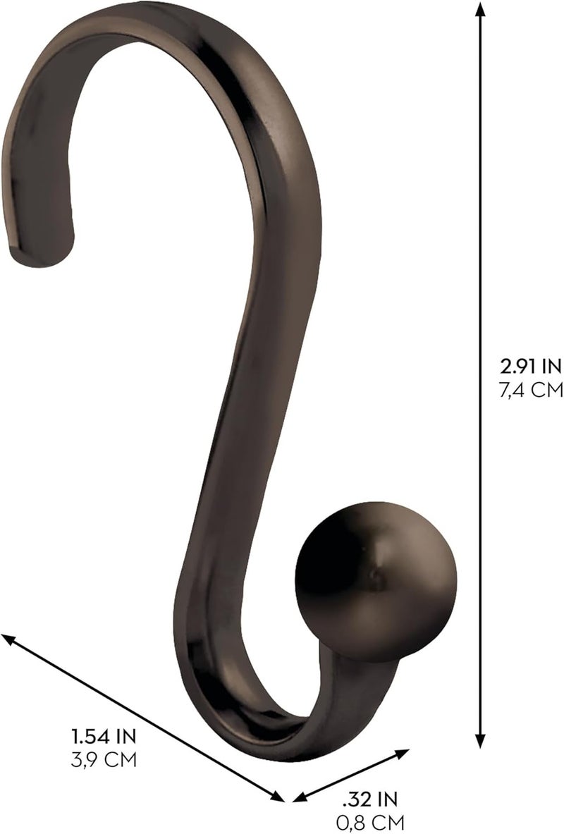 InterDesign iDesign Metal Shower Curtain Hooks, Axis Collection, Set of 12, Rust-Resistant Bronze - Image 3