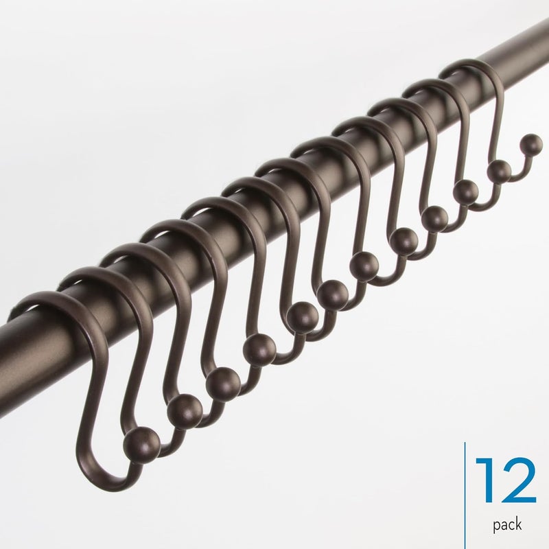 InterDesign iDesign Metal Shower Curtain Hooks, Axis Collection, Set of 12, Rust-Resistant Bronze - Image 2