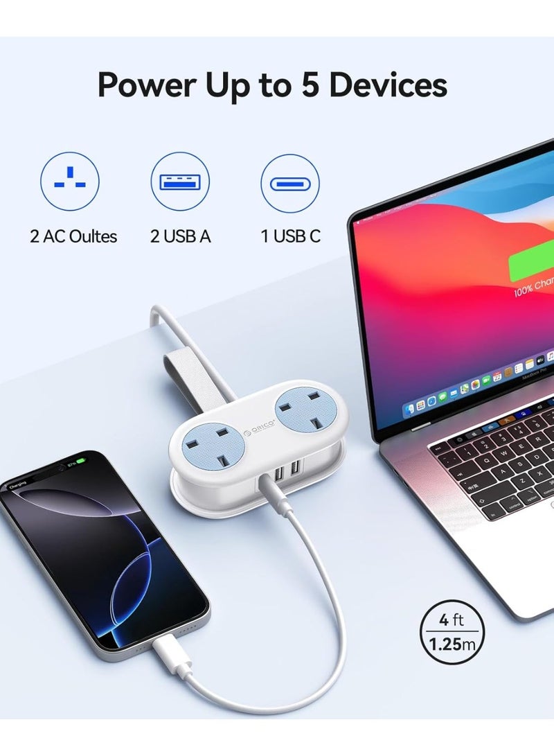 ORICO Travel Power Strip, 2 Outlets 3 USB Ports (1 USB C), 3250W 13A, Compact and Rollable Extension Cord for Hotel Travel Essentials Cruise Approved Power Strip - AP3 - White - Image 3