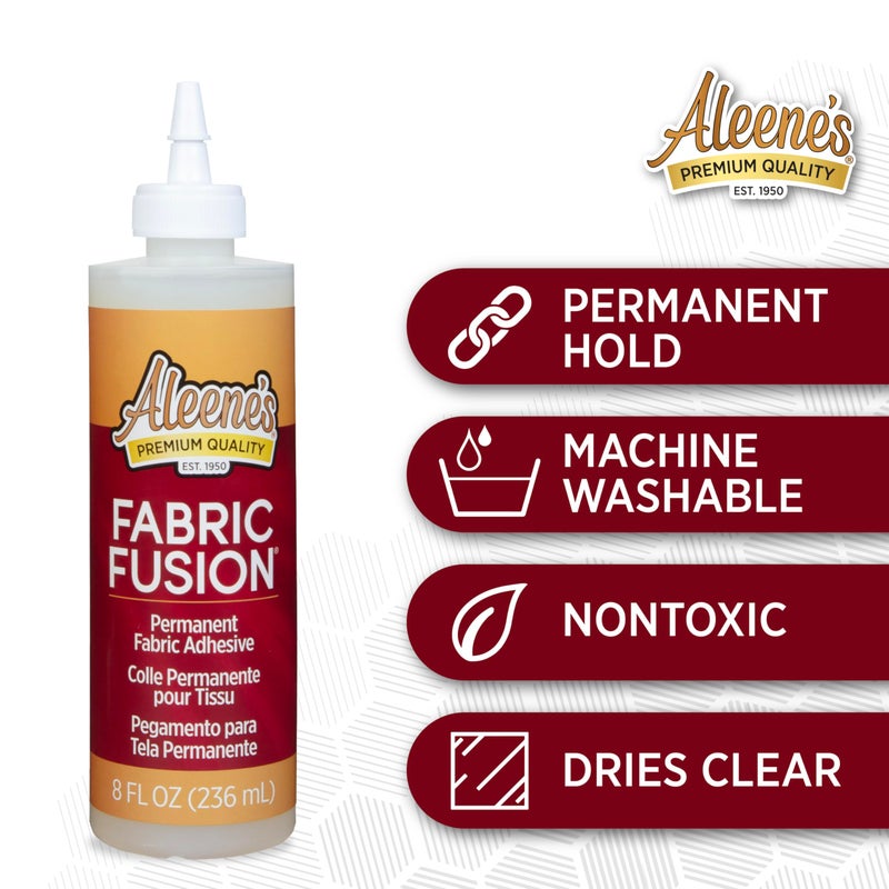 Aleene's Fabric Fusion Glue 8 fl oz, Permanent and Washable Adhesive, No-Sew Fabric Glue for Clothing, Denim, Polyester, Cotton, Flannel Materials, Dries Flexible - Image 4