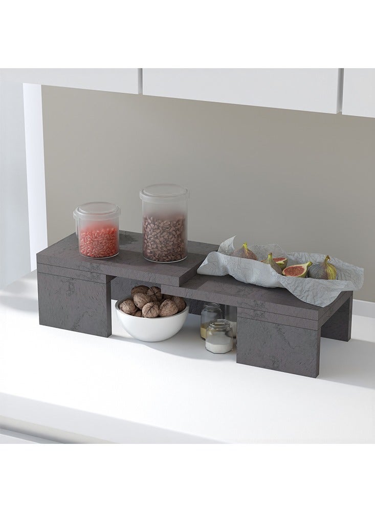 Mahmayi منظم رفوف المطبخ من خشب ماهمايي، رفوف التوابل، رف خزانة لتخزين المنزل والمطبخ - لون أنثراسايت جورا سليت - Image 1