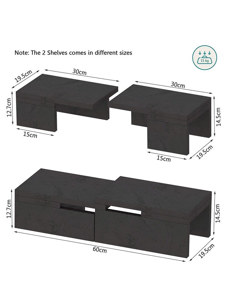 Mahmayi منظم رفوف المطبخ من خشب ماهمايي، رفوف التوابل، رف خزانة لتخزين المنزل والمطبخ - لون أنثراسايت جورا سليت - Image 2