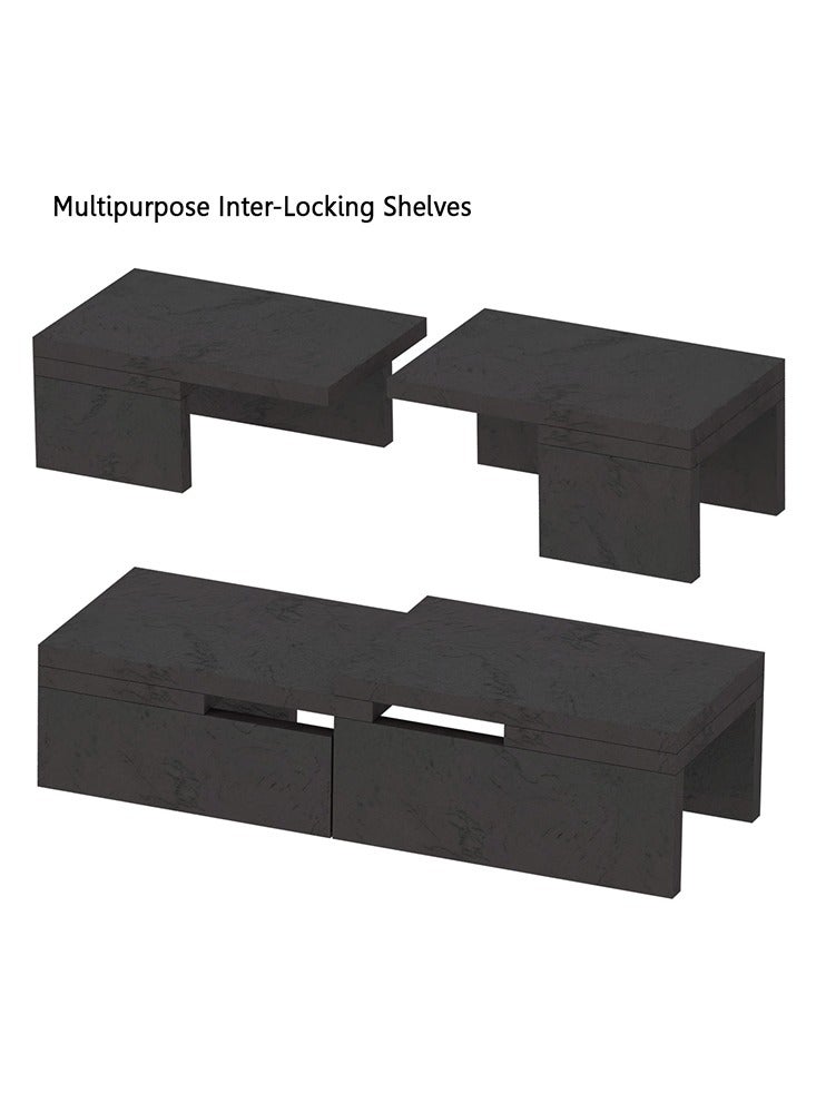 Mahmayi منظم رفوف المطبخ من خشب ماهمايي، رفوف التوابل، رف خزانة لتخزين المنزل والمطبخ - لون أنثراسايت جورا سليت - Image 4