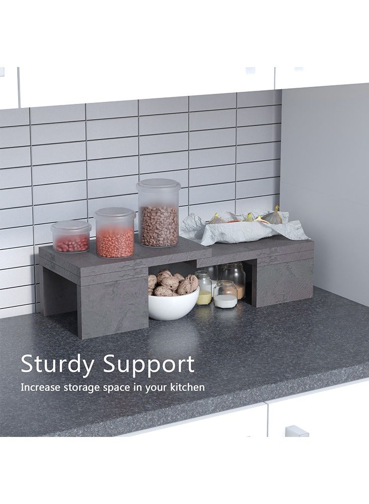 Mahmayi منظم رفوف المطبخ من خشب ماهمايي، رفوف التوابل، رف خزانة لتخزين المنزل والمطبخ - لون أنثراسايت جورا سليت - Image 3