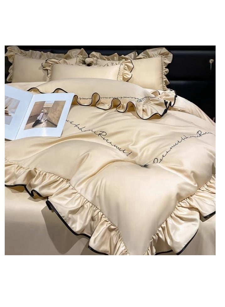 Fitted Sheet Style — ﻿High End Silky Princess Lace Bedding Four Piece Set - Image 1