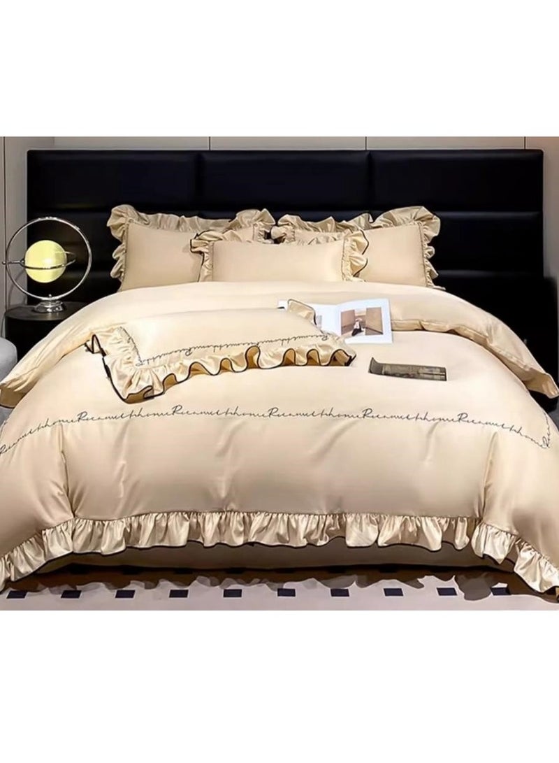 Fitted Sheet Style — ﻿High End Silky Princess Lace Bedding Four Piece Set - Image 4