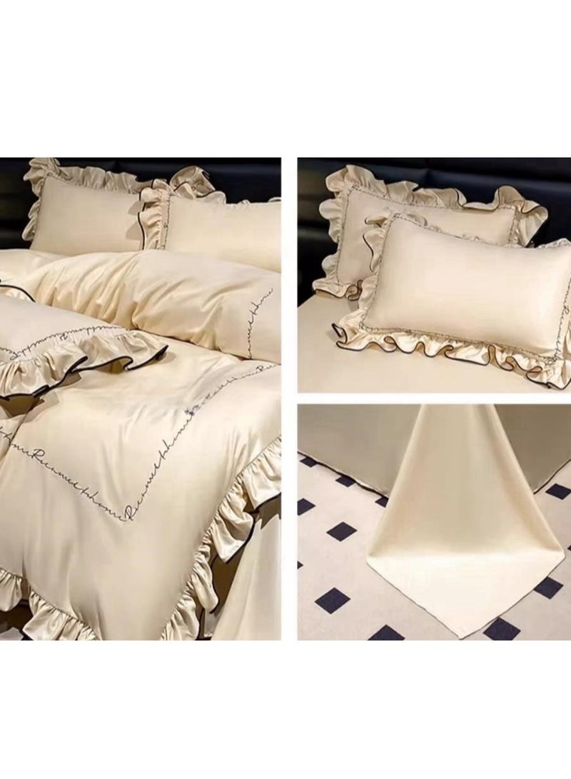 Fitted Sheet Style — ﻿High End Silky Princess Lace Bedding Four Piece Set - Image 5