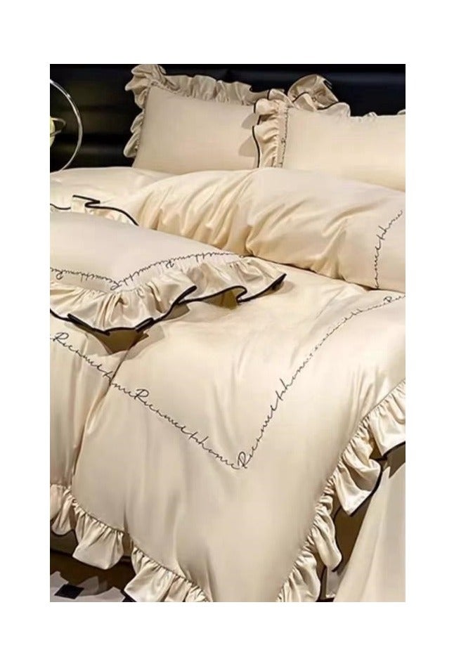 Fitted Sheet Style — ﻿High End Silky Princess Lace Bedding Four Piece Set - Image 2
