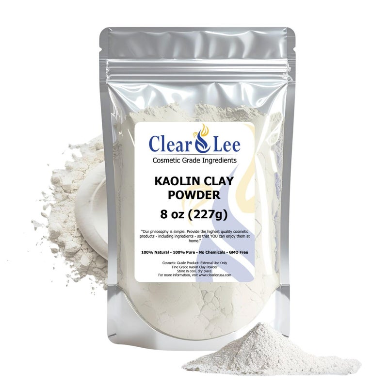 ClearLee Kaolin Clay Cosmetic Grade Powder - 100% Pure Natural Powder - Great For Skin Detox, Rejuvenation, and More - Heal Damaged Skin - DIY Clay Face Mask (8 oz) - Image 1