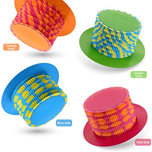 JOVITEC 8 Pcs 11.6 Inch Mad Hatter Tea Party Hats Decorations Cardboard Paper Fold Top Hats for Costume Accessory Party Supplies - Image 2