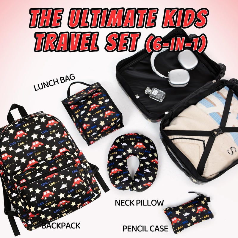 Rosamo Kidâ€™s Luggage Set 6 Piece Suitcase Set 16â€™â€™ Hardside Luggage with Spinner Wheels Girls Boys Carry on Luggage Travel Rolling Luggage Airline Approved - Image 5