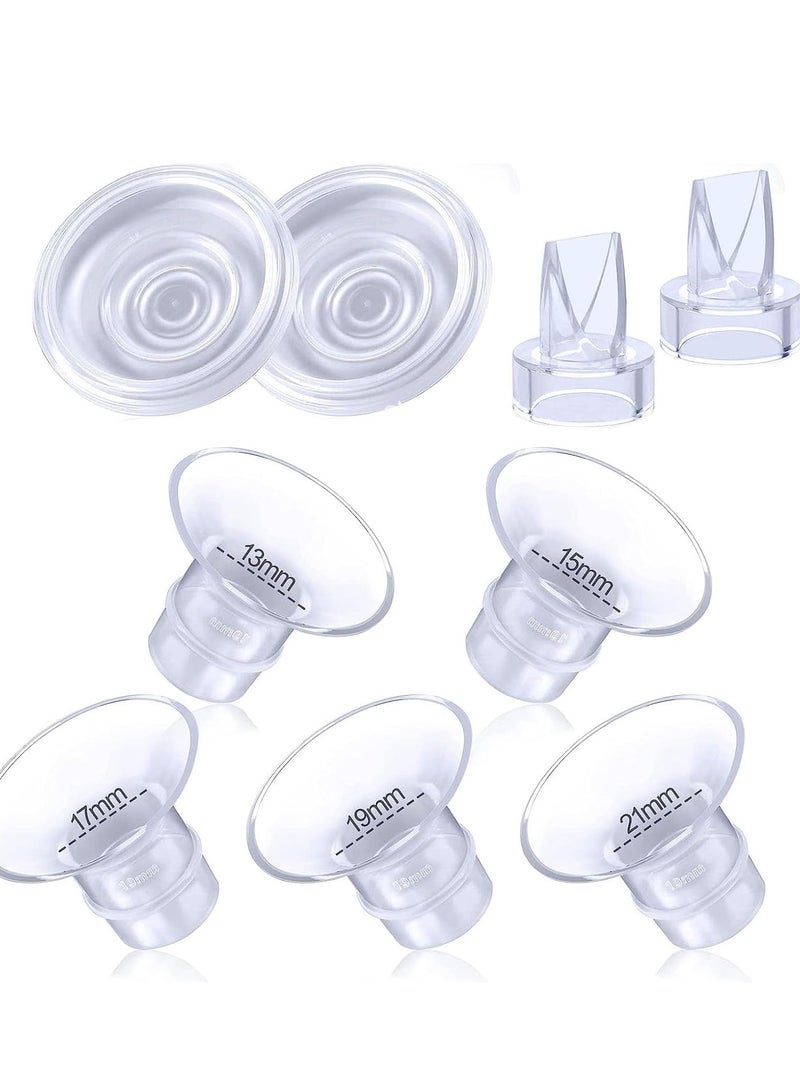 9 Pack,Breast Milk Pump Flange Inserts 13/15/17/19/21mm Compatible with Momcozy Wearable Breast Pump, for TSRETE/Spectra/Medela 24mm Shields/Flanges, Include Silicone DiaphragmDuckbill Valve - Image 1