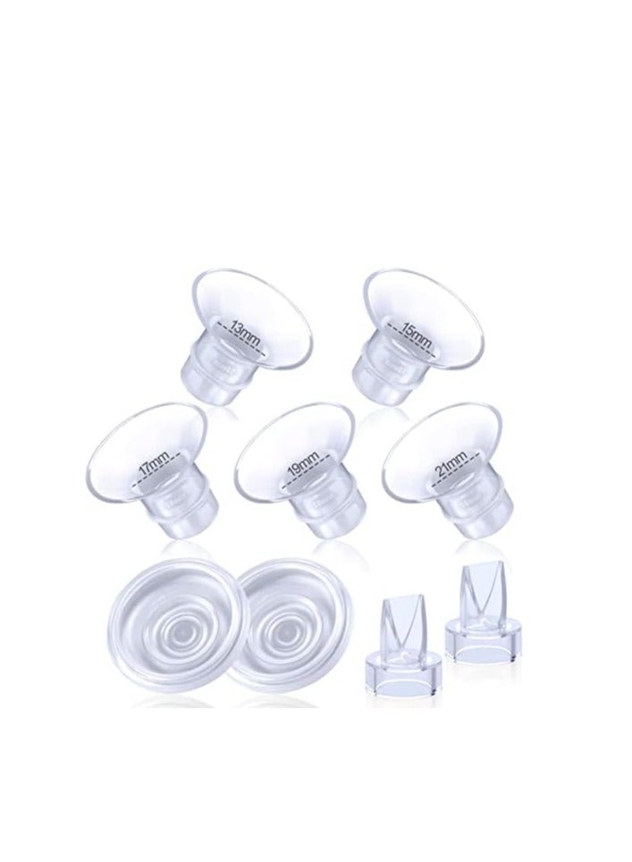 9 Pack,Breast Milk Pump Flange Inserts 13/15/17/19/21mm Compatible with Momcozy Wearable Breast Pump, for TSRETE/Spectra/Medela 24mm Shields/Flanges, Include Silicone DiaphragmDuckbill Valve - Image 2