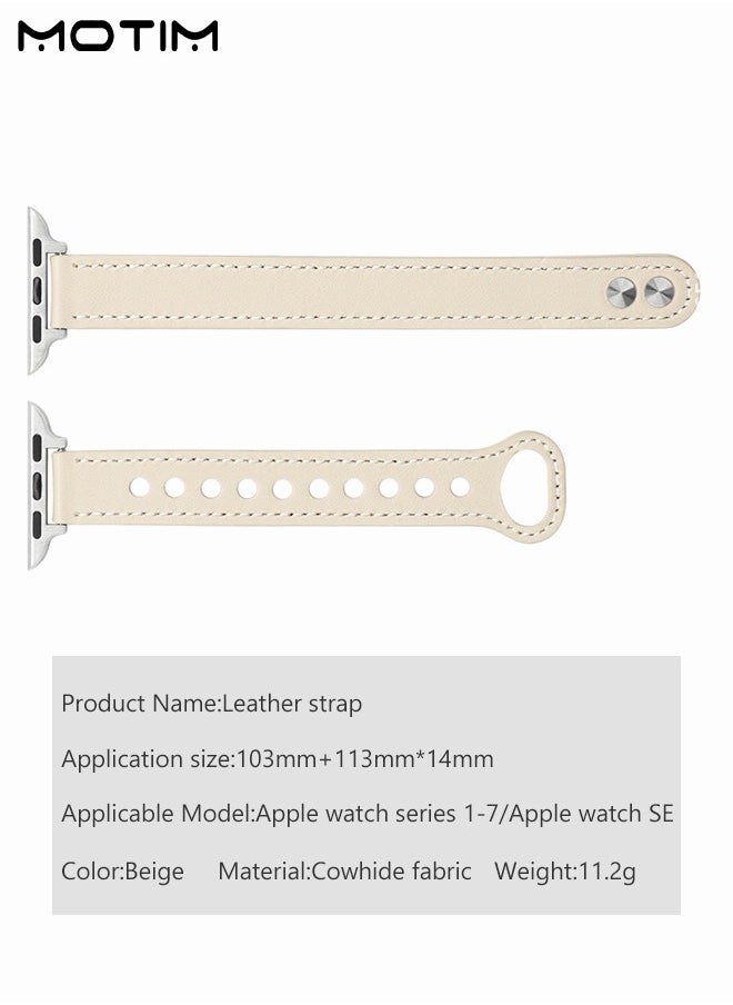 Motim - Apple Watch Leather Band 42mm/44mm/45mm/49mm, Genuine Leather Thin Replacement Strap Wristband for iWatch Ultra SE Series 10/9/8/7/6/5/4/3/2/1 - Image 1