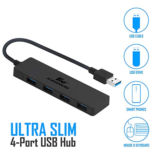 Kingwin USB Hub 4 Port USB 3.0 Data Hub for Mobile SSD, MacBook, Mac Pro/ Mini, iMac, Chromebook, Surface Pro, USB Flash Drives, Notebook PC, XPS, and More [Ultra Slim] - Image 1