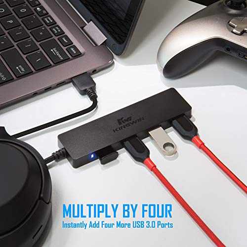 Kingwin USB Hub 4 Port USB 3.0 Data Hub for Mobile SSD, MacBook, Mac Pro/ Mini, iMac, Chromebook, Surface Pro, USB Flash Drives, Notebook PC, XPS, and More [Ultra Slim] - Image 2