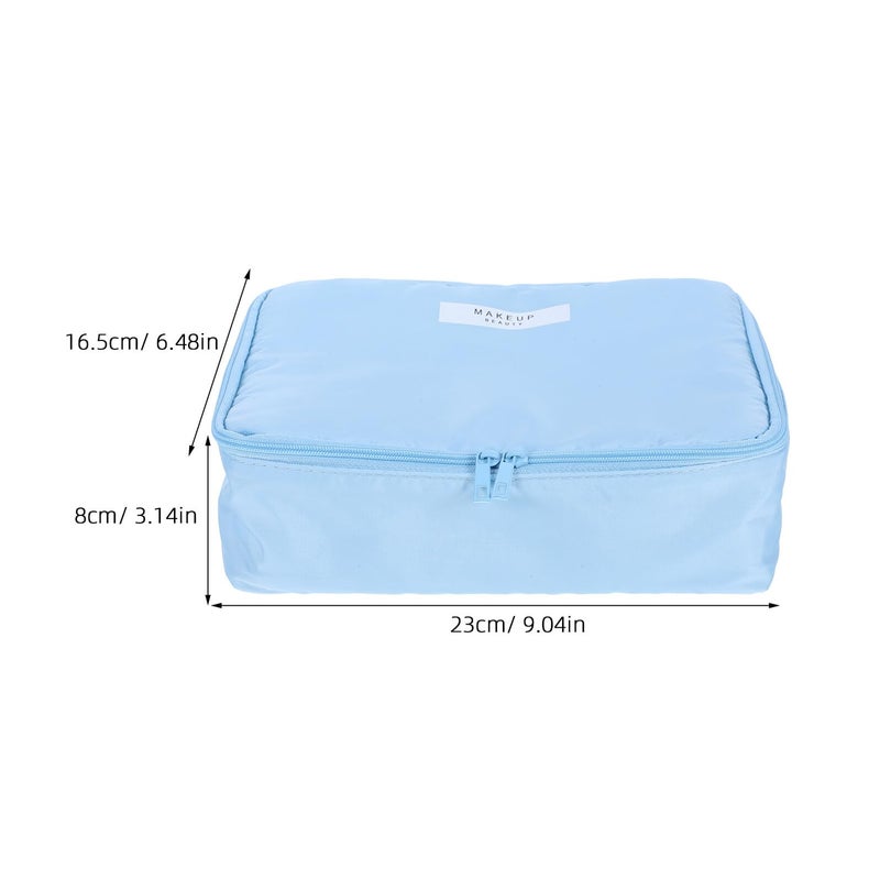 Waterproof Large Capacity Cosmetic Organizer Travel Makeup Bag with Handle Blue - Image 3
