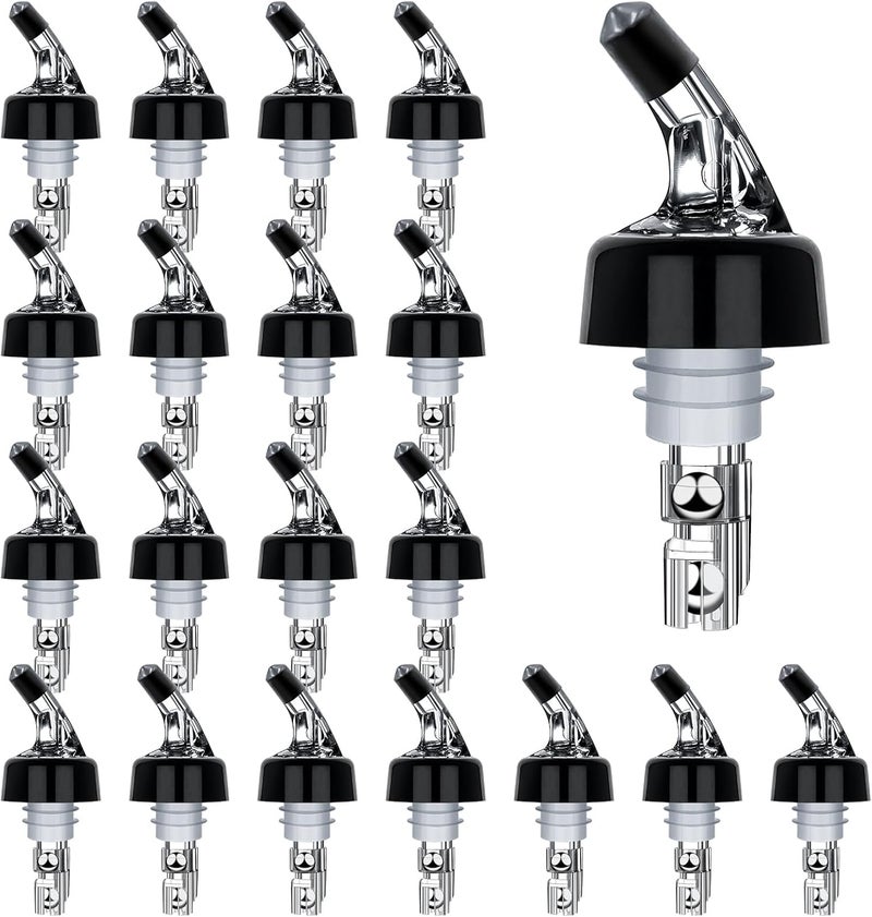 LINALL Liquor Bottle Pourers Pack of 20 Clear Pourer Spouts 1oz Measured Measuring Liquor Pourers Shot Spirit Dispenser Bartender Automatic Wine Pourer for Alcohol - PORE0016 (20pcs) - Image 1