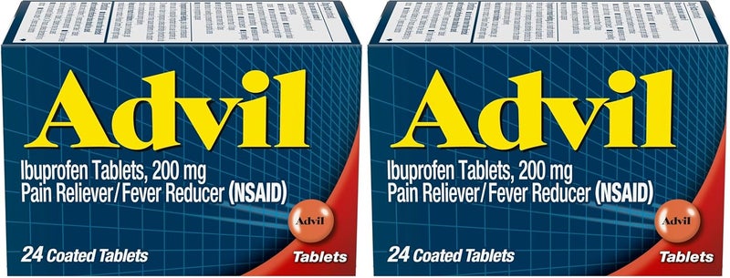Advil Pain Reliever and Fever Reducer Pain Relief Medicine with Ibuprofen 200mg for Headache Backache Menstrual Pain and Joint Pain Relief  24 Coated Tablets Pack of 2 - Image 1
