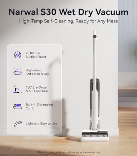 NARWAL S30 Wet Dry Vacuum Cleaner with 20000Pa Suction 176F SelfCleaning Heated Drying Disposable Waste Bag TangleFree Cordless Vacuum Mop for Hard Floors Edge Cleaning Easy to Use - Image 3