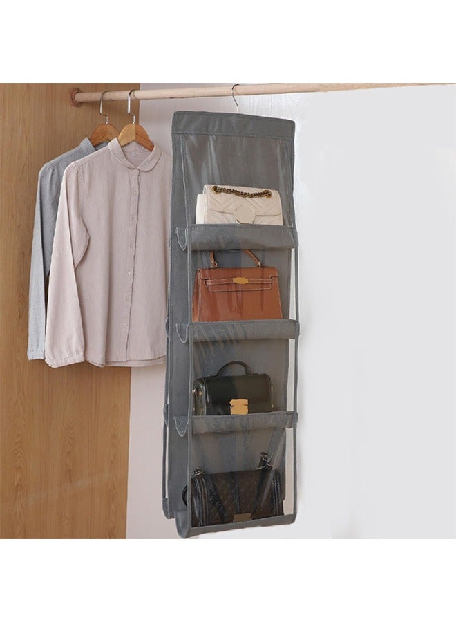 HaHaHai Handbag Hanging Organizer with 8 Pockets, Foldable Oxford Cloth Hanging Purse Organizer, Handbag Storage Hanger Closet Organizer for Family Closet Bedroom (Grey) - Image 3