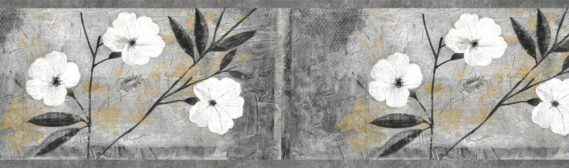 Dundee Deco Wallpaper Border Peel and Stick BD6054 Floral White, Gray, Brown, Black Abstract Flowers Wall Border Retro Design, 15 ft x 7 in (4.57m x 17.78cm), Self Adhesive - Image 4