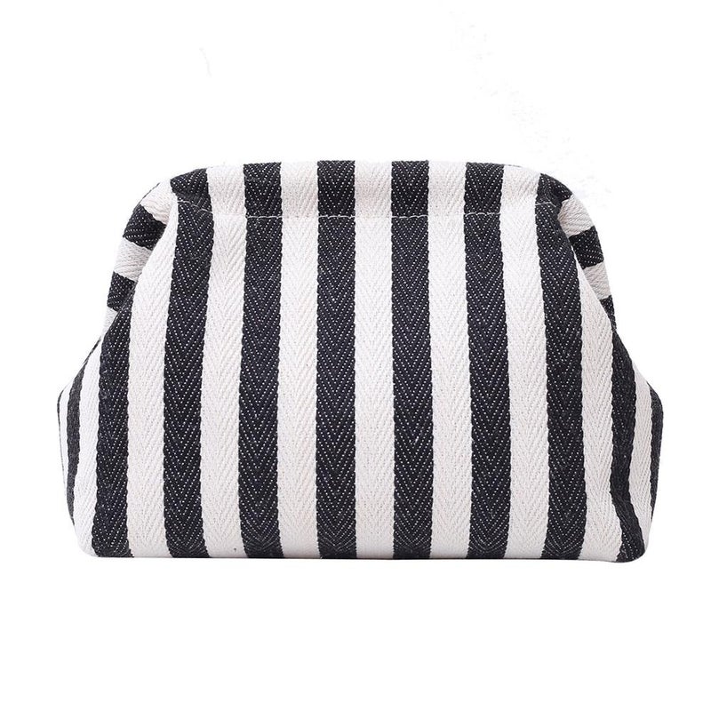 New stylish color-blocked striped cosmetic bag, women's coin and phone organizer, trendy niche cloud-shaped clutch bag - Image 2