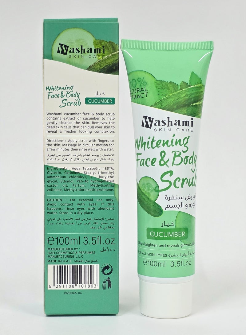 واشامي مقشر تفتيح للوجه والجسم بالخيار – منعش، مقشر، مهدئ، علاج لتفتيح البشرة – 100 مل - Image 2