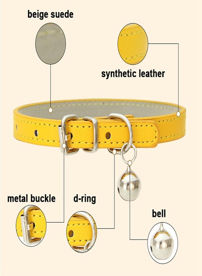 cyhaen Red Small Dog Collar with Bell,Kitten Collars with Bell,Soft Pu Leather Puppy Collar Adjustable Buckle for XXS Extra Small Medium Tiny Male Boys Pets Puppy Kitten Chihuahua S - Image 4