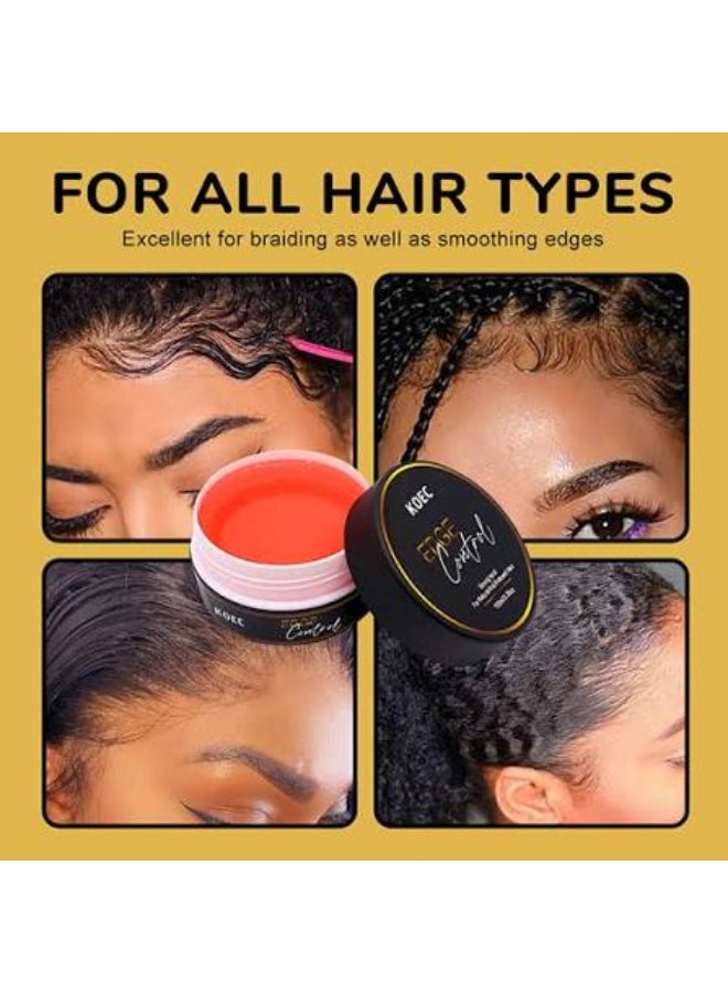 KOEC Edge Control Hair Gel Hair Braiding Gel Non Greasy Edge Wax Styling Tamer Natural Formula  Non Flaking No White Cast Long Lasting Edge Control Wax Hair Gel - Image 4