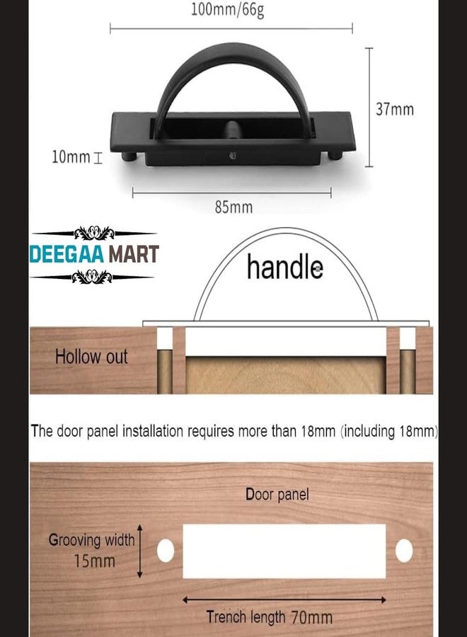 DEEGAA MART مقابض أبواب مخفية من سبائك الزنك العتيقة من ديجا مارت، مقابض مخفية قابلة للدوران 180 درجة، مقابض أدراج غير مرئية للخزائن، خزانة ملابس، درج، خزانة ملابس، أسود (قطع واحدة) - Image 3