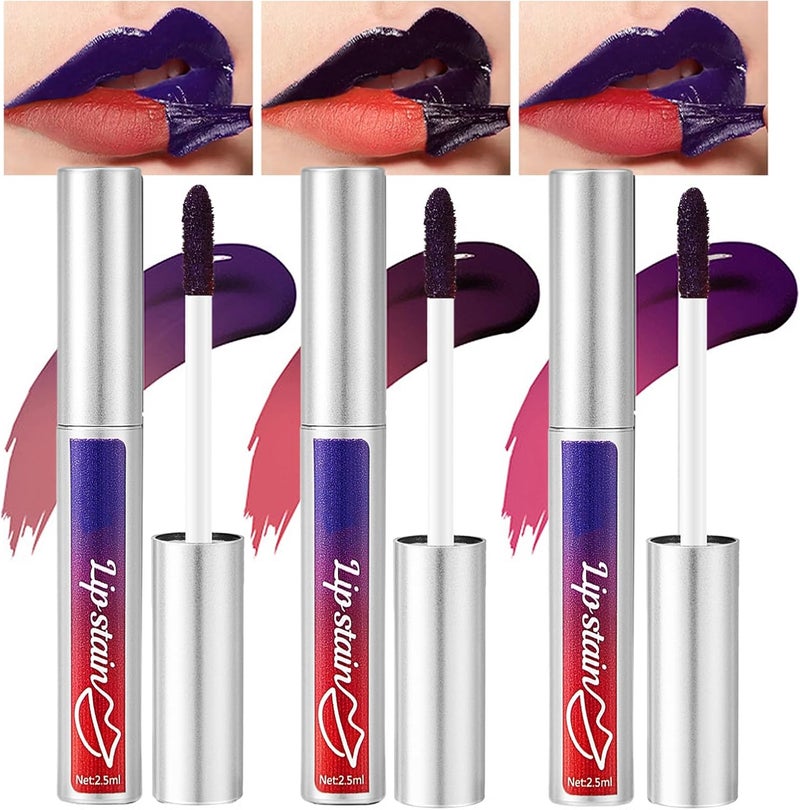 3PCS Peel Off Lip Stain Long Lasting Matte Lip Tattoo Transfer Proof Lipstain Matte Finish Waterproof Lip Liner Pencil