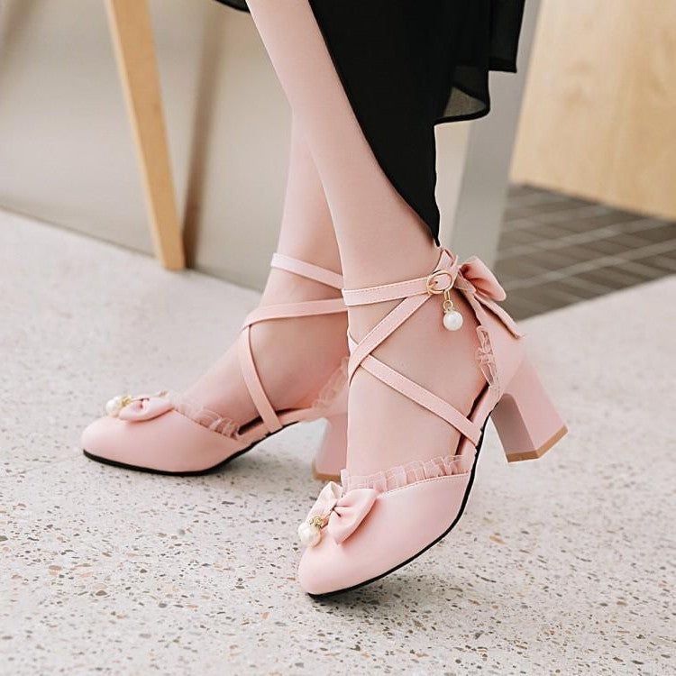 Little Girl Pink Sweetheart Princess Shoes Round Toe Japanese Style Soft Girl Lolita High-Heeled Sandals Female Lolita Lolita Shoes - Image 2