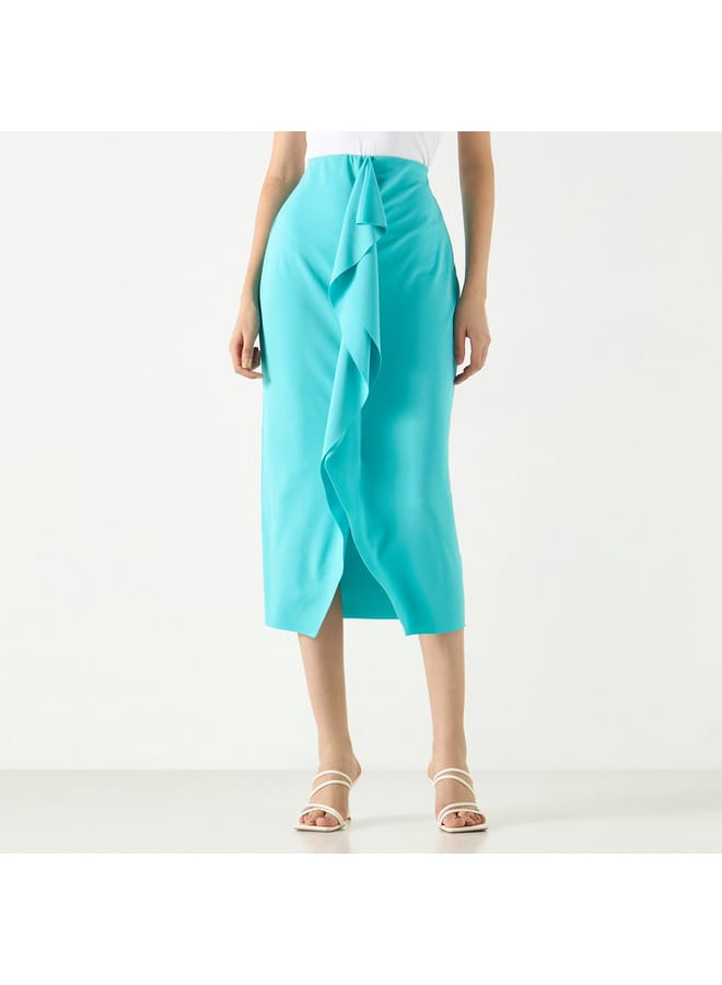 Iconic Iconic Solid Skirt with Drape Detail - Image 1