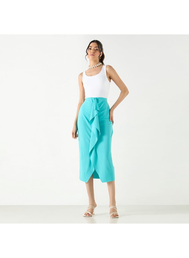 Iconic Iconic Solid Skirt with Drape Detail - Image 2