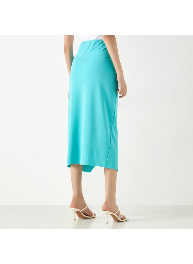 Iconic Iconic Solid Skirt with Drape Detail - Image 3