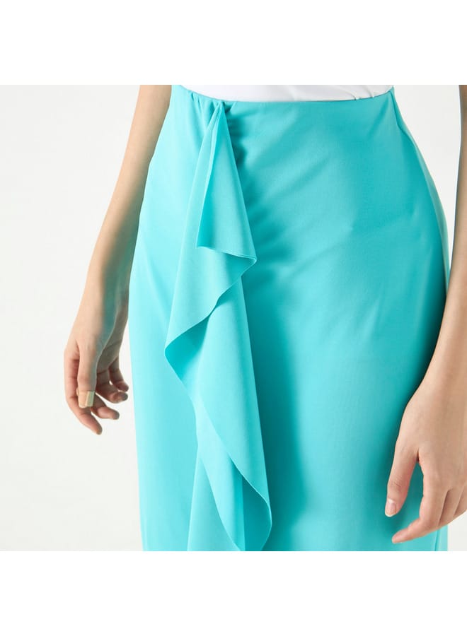 Iconic Iconic Solid Skirt with Drape Detail - Image 4