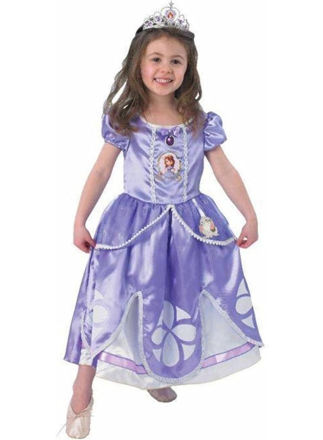 لبس تنكري شخصية صوفيا للأطفال مع تاج وعصا – فستان أميرة للبنات - Image 1