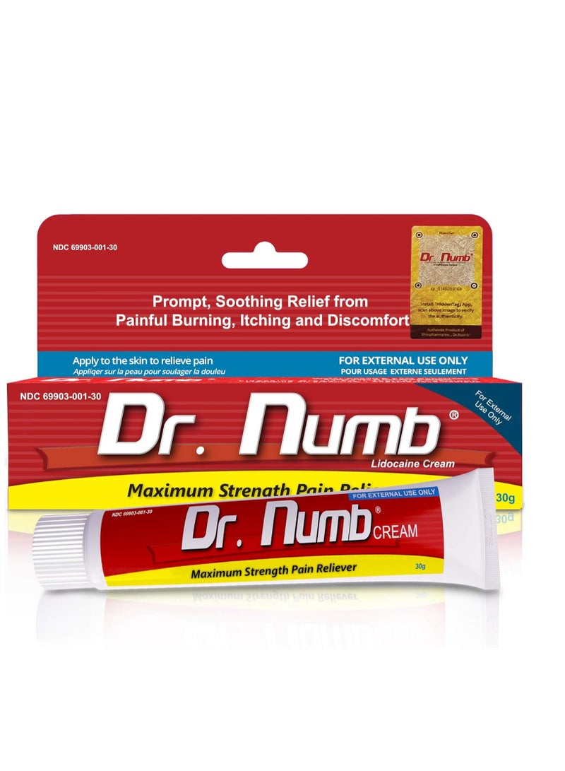 lidocaine Topical Anesthetic Numbing Cream for Pain Relief 30g