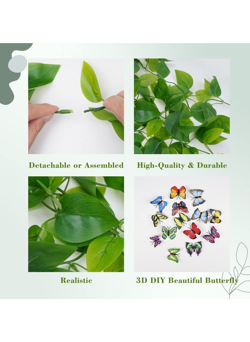 Generic Artificial Hanging Plants, 35.5inch/90cm Fake Hanging Plants, Fake Ivy Vines with Full Leaves, Faux Hanging Greenery Pothos for Wall Home Living Room Indoor Outdoor Decor (2 Pcs)  - Image 5