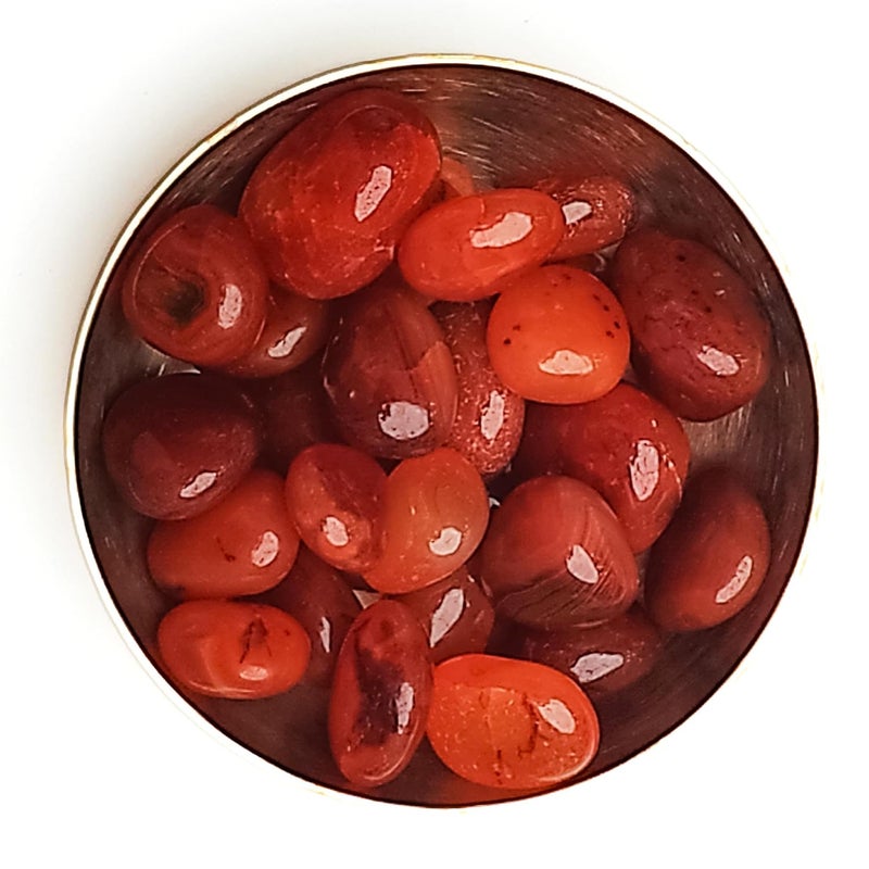 Plus Value Carnelian Pebbles Tumbles Stone Reiki Healing Aura Chakra Vastu Feng Shui Bronze Bowl 200grams - Image 2